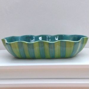 Gail Pittman Watermelon Scalloped Oval Bowl  11 x 6 x 2.5 tall